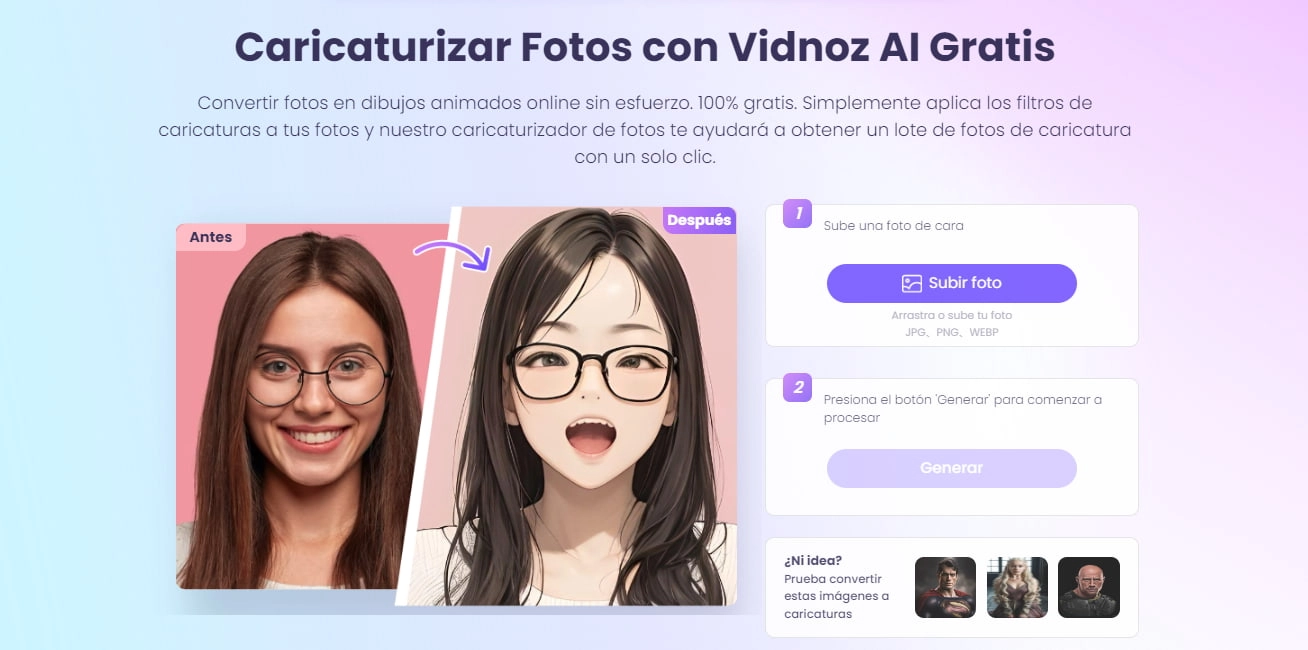 Generador de caricaturas de Vidnoz AI