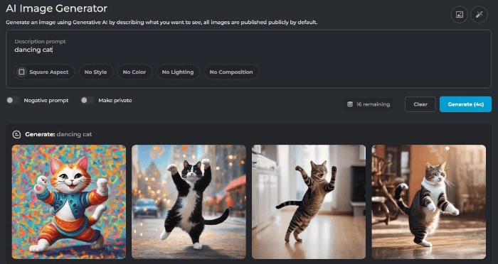 generador de imagenes de gatos bailando pixlr