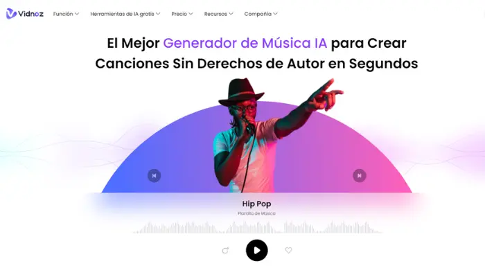 generador de musica ia para crear canciones vidnoz