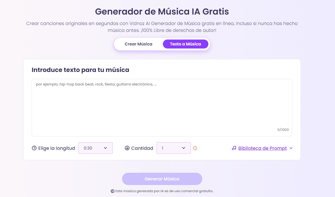 generador de musica vidnoz