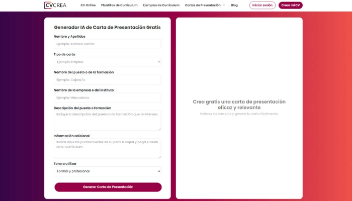 hacer carta de presentacion con cvcrea