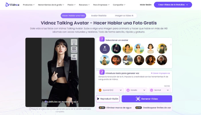 hacer hablar tu idol de kpop con vidnoz talking avatar