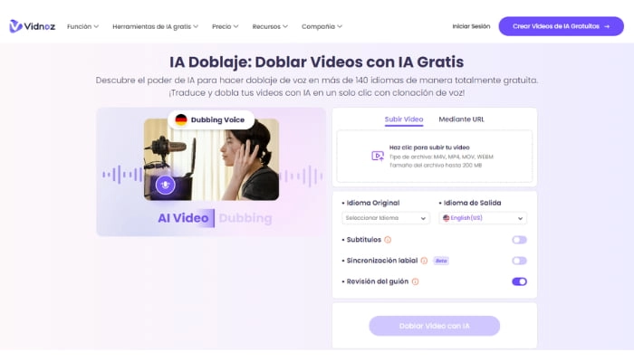 hacer lip sync con vidnoz Iia doblaje