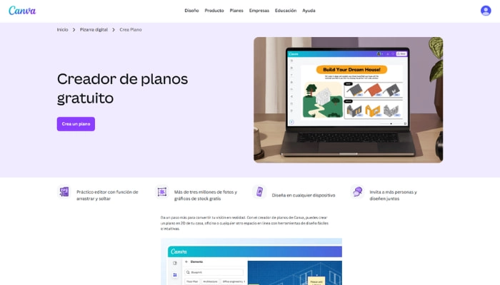 hacer planos online con Canva