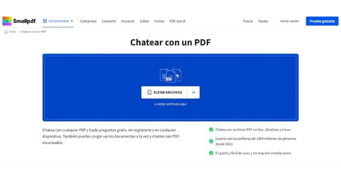 herramienta de chat pdf gratis smallpdf