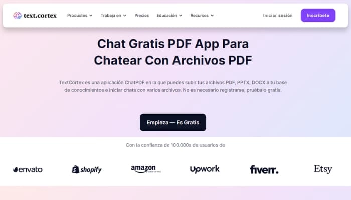 herramienta de chat pdf gratis textcortex