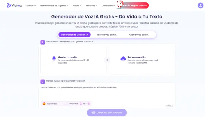 ia para crear voz vidnoz