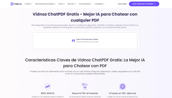ia para leer pdf y responder preguntas vidnoz