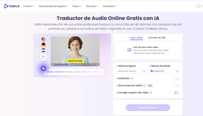 ia para traducir audio vidnoz