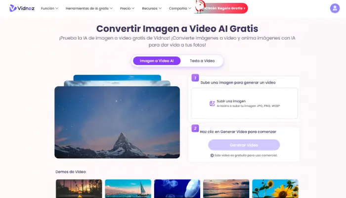 imagen a video con ia vidnoz