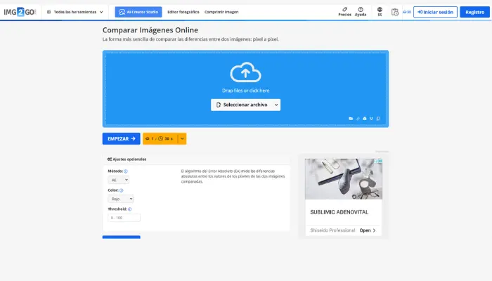 Img2go comparar imagen ia