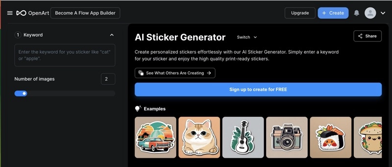 Inicia sesión en OpenArt AI Sticker Generator