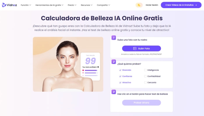 la calculadora de belleza de vidnoz