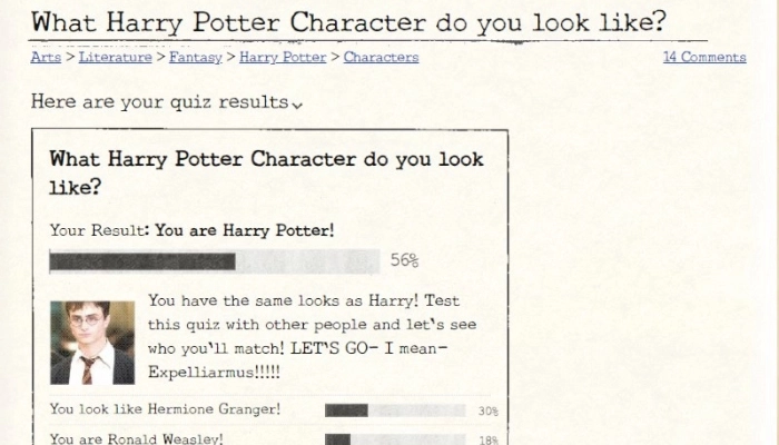 Los resultados de qué personaje de Harry Potter eres