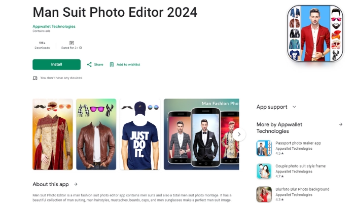 Man Suit Photo Editor