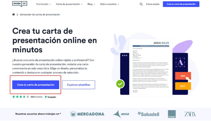 mas que carta de presentación para trabajo en ayudacv