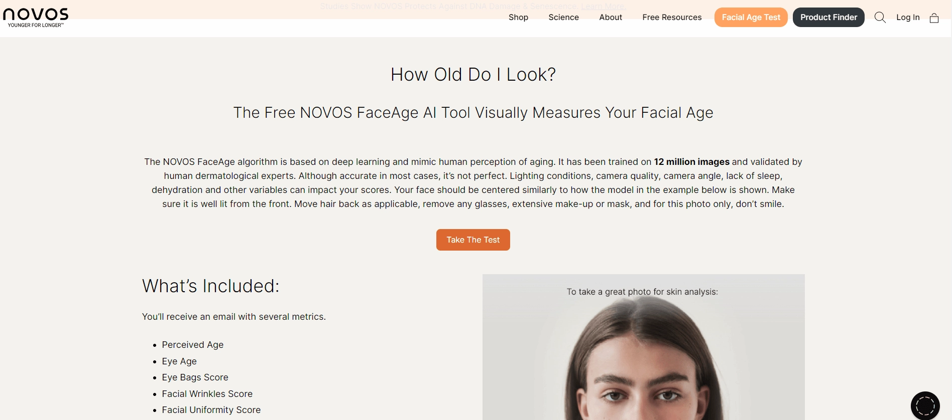 Novos Face Age Test