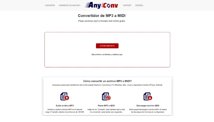 pasar de mp3 a midi con anyconv