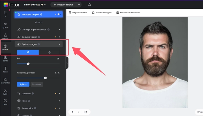 Pasos para eliminar arrugas en fotos con Fotor
