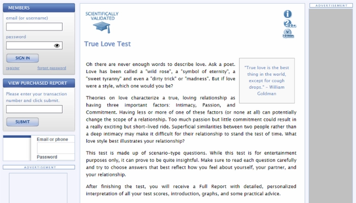 Prueba de Amor Verdadero con love test