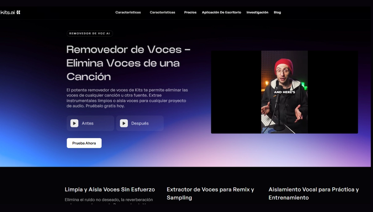 Removedor de voces de kits.ai