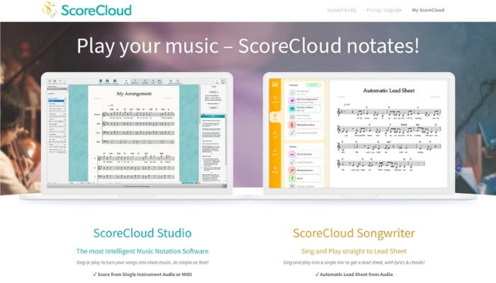 ScoreCloud Studio software de transcripción musical