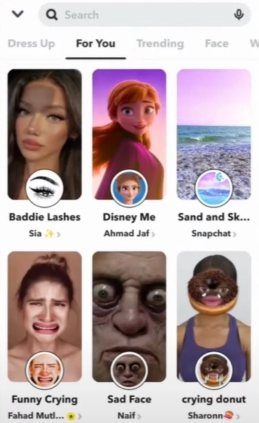 seleccionar cara y voz en snapchat