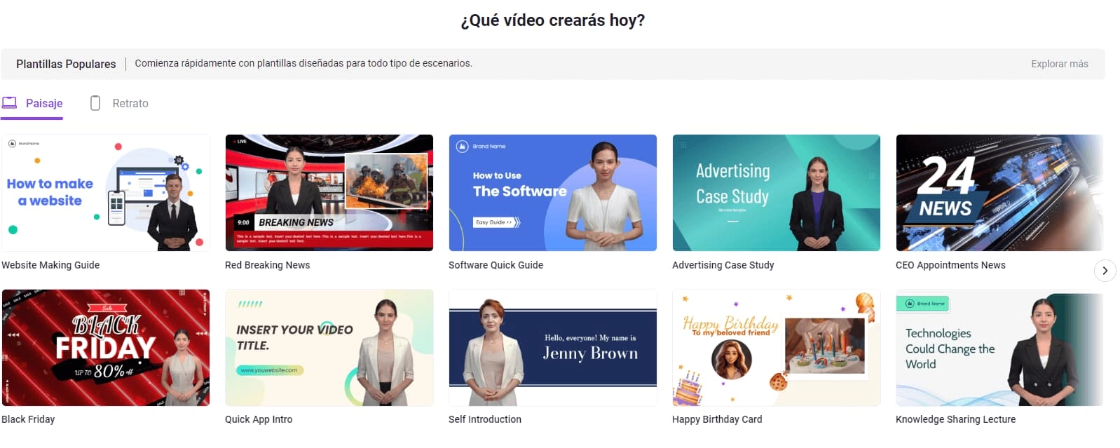 Seleccionar una plantilla de vídeo