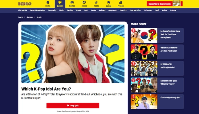 test de a que idol me parezco en beano
