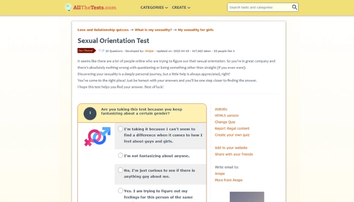 test de la orientación sexualidad de allthetests