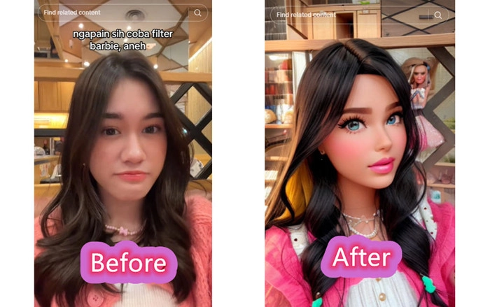 Comparación de filtros para selfies de Barbie Tiktok