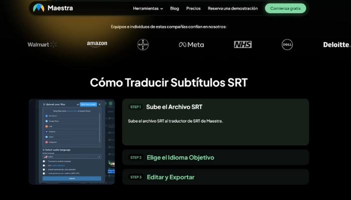 traducir srt online con Maestra AI