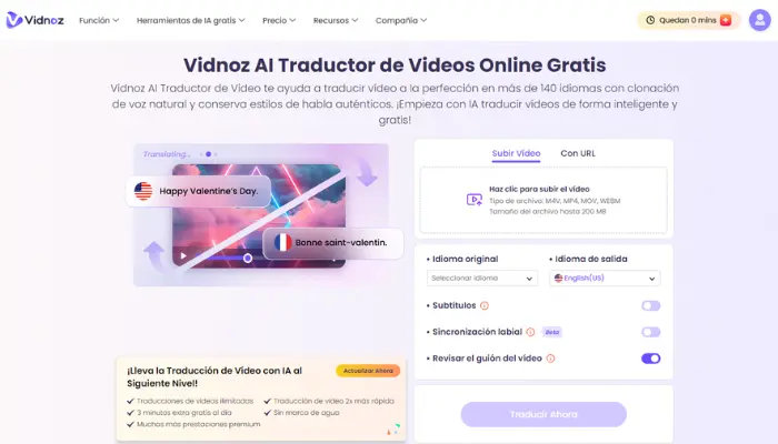 traductor de video ia vidnoz