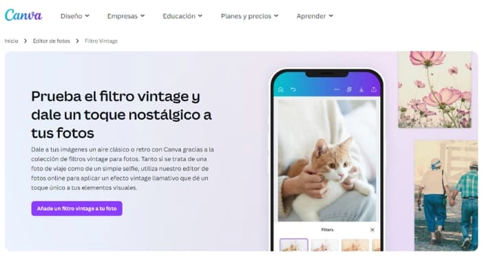 usar filtro vintage en canva