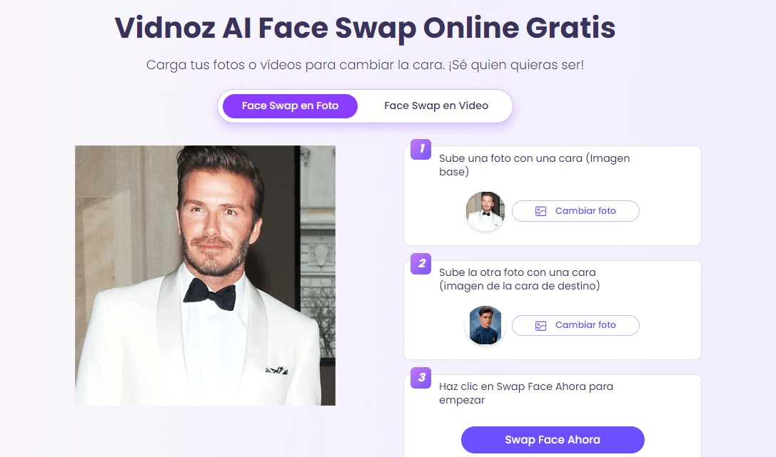 Vidnoz AI face swap online gratis