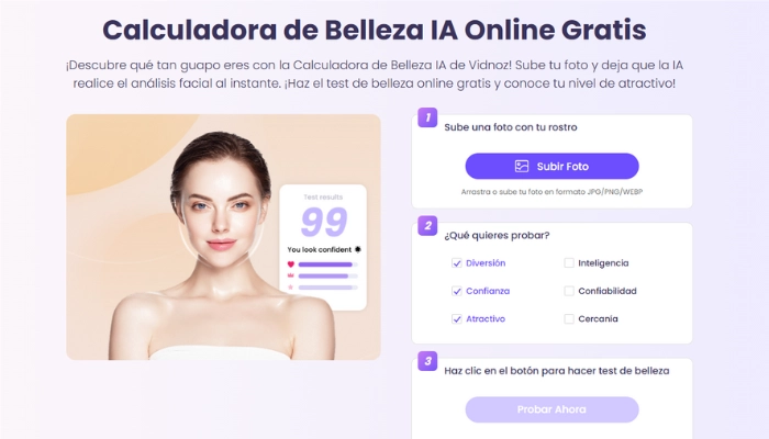 Vidnoz Calculadora de Belleza IA Online Gratis