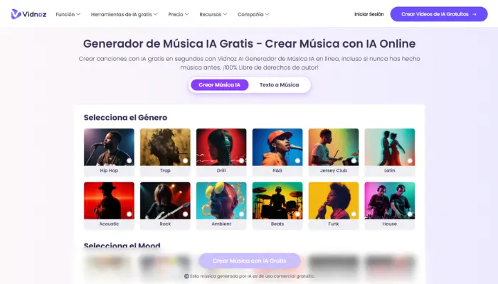 vidnoz para crear musica