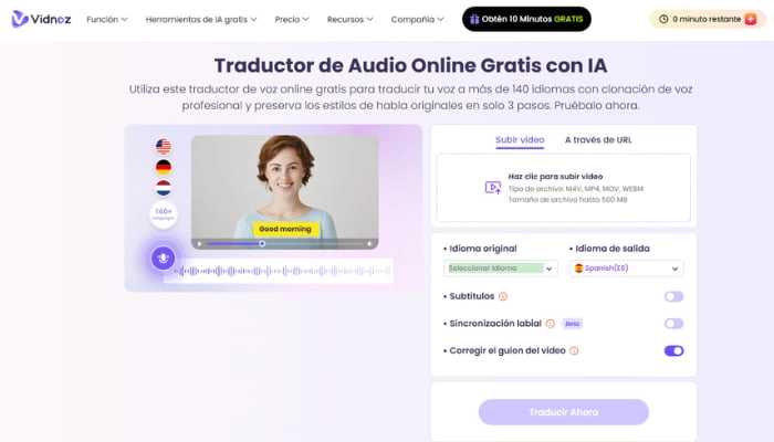 vidnoz traductor de audio