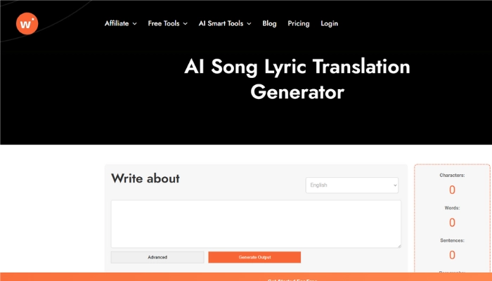 Writecream traductor de letras de canciones con IA gratis