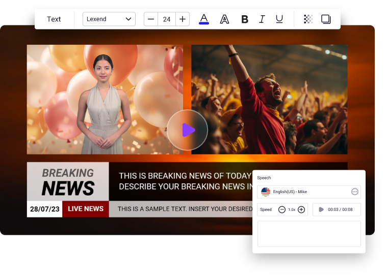 Generador de videos de noticias con IA gratis - Rápido
