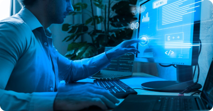 Soporte informático virtual ofreciendo servicios con sincronización labial