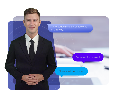 Avatar interactivo IA que ofrece servicios legales